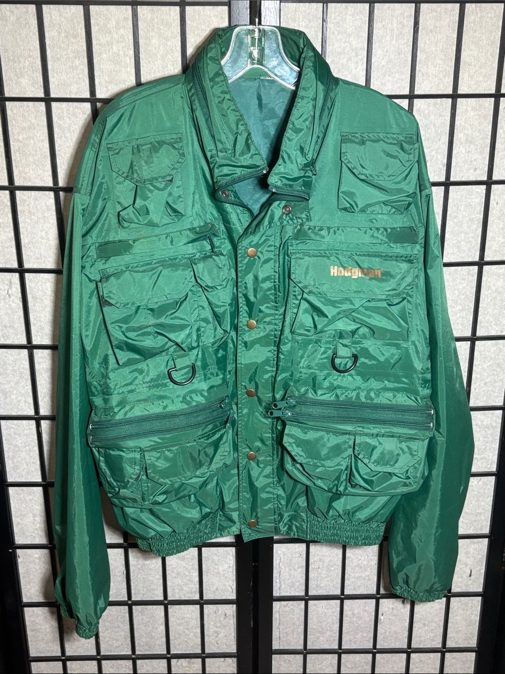 Vintage 90s Hodgman Lakestream Fly Fishing Wading Jacket Green Nylon